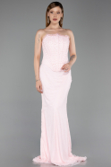 Robe de Soirée Longue Dantelle Poudre ABU6207
