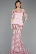Robe de Soirée Longue Squameuse Poudre ABU6243