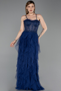 Robe de Soirée Longue Bleu Marine ABU6245
