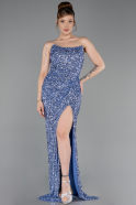Robe de Soirée Longue Squameuse Indigo ABU6218