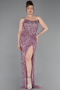 Robe de Soirée Longue Squameuse Poudre ABU6218