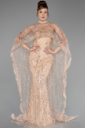 Robe de Soirée Longue Perlé Or ABU6220