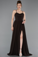 Robe de Soirée Longue Mousseline Brun ABU6223