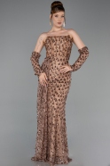 Robe de Soirée Longue Squameuse Cuivre ABU6224