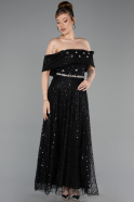 Robe de Cérémonie Midi Perlé Noir ABK2639