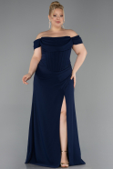Robe De Graduation Grande Taille Longue Bleu Marine ABU6246