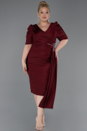 Robe de Soirée Grande Taille Midi Rouge Bordeaux ABK2643