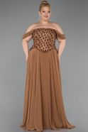 Robe de Soirée Grande Taille Longue Mousseline Cuivre ABU6260