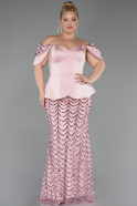 Robe de Soirée Grande Taille Longue Squameuse Poudre ABU6262