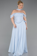 Robe Grande Taille Longue Mousseline Bleu clair ABU6247