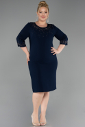 Robe De Invitation Grande Taille Midi Bleu Marine ABK2648