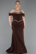 Robe De Soirée Grande Taille Longue Brun ABU6199