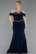 Robe De Soirée Grande Taille Longue Bleu Marine ABU6199