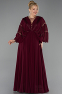 Robe De Soirée Grande Taille Longue Mousseline Couleur Cerise ABU6178