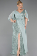 Robe de Soirée Grande Taille Longue Perlé Menthe ABU6261
