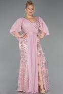 Robe de Soirée Grande Taille Longue Perlé Poudre ABU6261