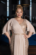 Robe de Soirée Grande Taille Longue Perlé Or ABU6261