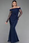 Robe de Soirée Longue Bleu Marine ABU6273