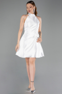 Robe de Cérémonie Courte Satin Blanc ABK2654