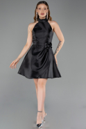 Robe de Cérémonie Courte Satin Noir ABK2654