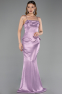 Robe de Soirée Longue Satin Lilas ABU6275