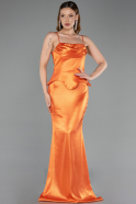 Robe de Soirée Longue Satin Orange ABU6275