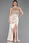 Robe de Soirée Longue Satin Or ABU6276