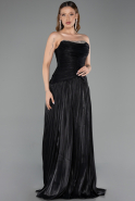 Robe de Soirée Longue Mousseline Noir ABU6277