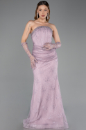 Robe Queue de Poisson Longue Dantelle Lavande ABU6256