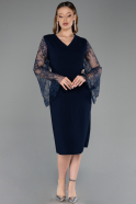 Robe De Invitation Grande Taille Midi Bleu Marine ABK2646