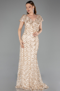 Robe De Soirée Grande Taille Longue Squameuse Or ABU6282