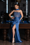 Robe de Soirée Longue Satin Indigo ABU6276