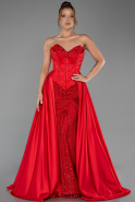 Robe de Soirée Longue Satin Rouge ABU6293