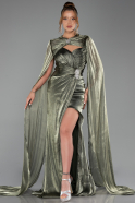 Robe de Soirée Longue Mousseline Kaki ABU6296