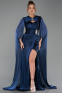 Robe de Soirée Longue Mousseline Bleu Marine ABU6296
