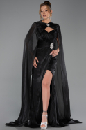Robe de Soirée Longue Mousseline Noir ABU6296