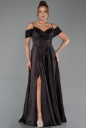 Robe de Soirée Longue Satin Brun ABU6297