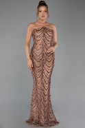 Robe de Soirée Longue Squameuse Cuivre ABU6298