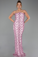 Robe de Soirée Longue Squameuse Poudre ABU6298