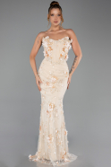 Robe de Soirée Longue Beige ABU6299
