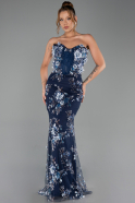 Robe de Soirée Longue Bleu Marine ABU6299