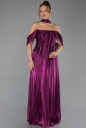 Robe de Soirée Longue Mousseline Fushia ABU6300