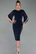 Robe De Invitation Grande Taille Midi Bleu Marine ABK2659