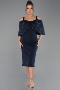 Robe De Invitation Grande Taille Midi Bleu Marine ABK2660