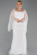 Robe De Soirée Grande Taille Perlé Longue Blanc ABU5067