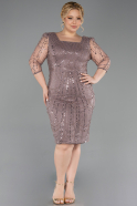Robe De Invitation Grande Taille Midi Perlé Cuivre ABK2580
