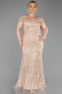 Robe Grande Taille Perlé Longue Or ABU5936