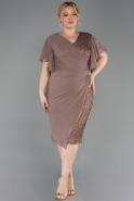 Robe De Invitation Grande Taille Midi Perlé Cuivre ABK2642