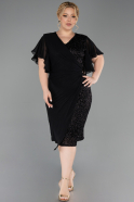 Robe De Invitation Grande Taille Midi Perlé Noir ABK2642