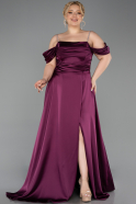 Robe De Soirée Grande Taille Longue Satin Prune ABU6307